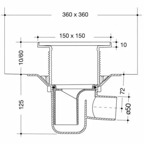 NICOLL Siphon Sortie Horizontale Ø50 Grille 15x15 Inox 4 NICOLL Siphon Sortie Horizontale Ø50 Grille 15x15 Inox â Image 2